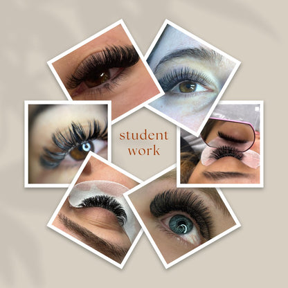 Online Russian Volume, Wet, Wispy, and Strip Lash Course, providing virtual training in advanced techniques for creating various lash styles, including Russian Volume and Wet, Wispy, and Strip looks.